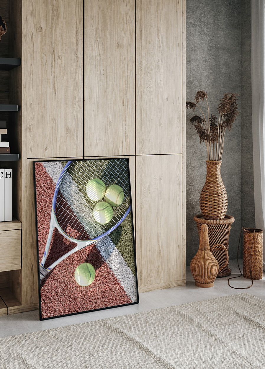 Tennis Racket And Balls Plakat - Posterbox.dk