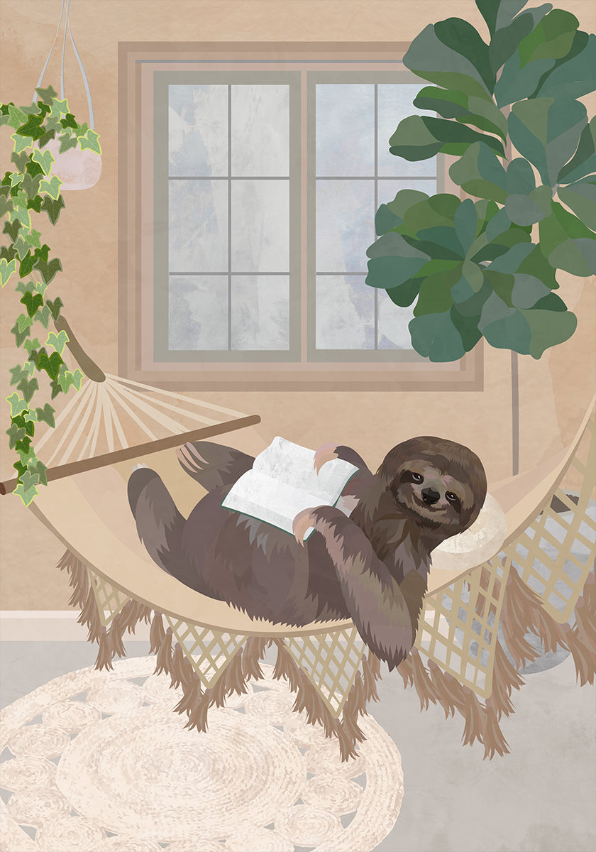 Lazy sloth in hammock Poster