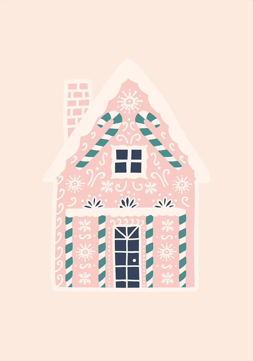 Chrëschtdag Gingerbread House Affiche