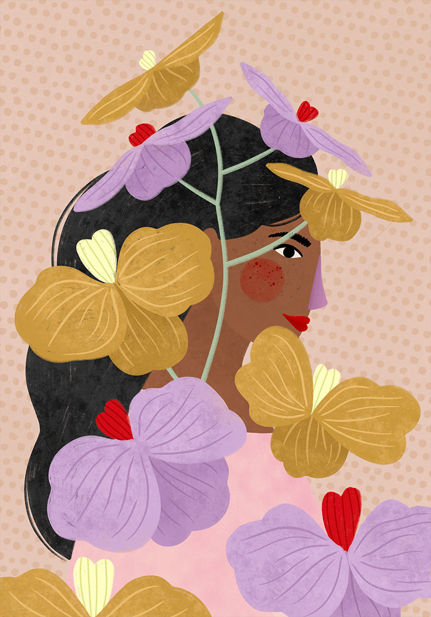 Kollaste lillade lillede plakati taha peidetud