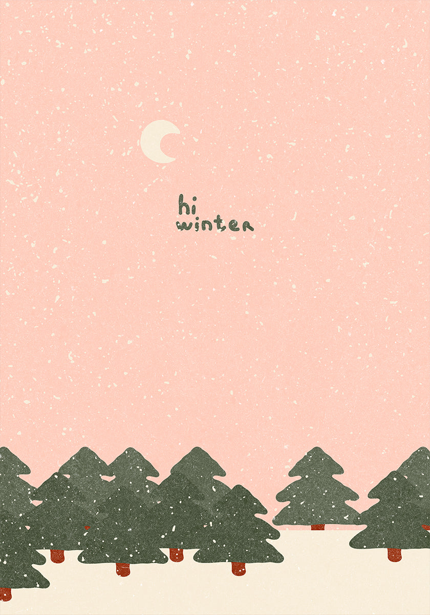 Magischer Schneefall im Wald Poster