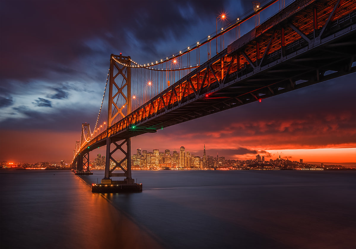 Plagát Bay Bridge v noci