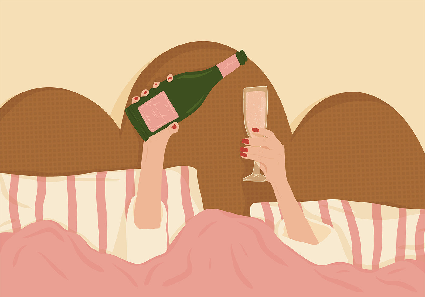 Champagne In Bed Illustratsiooniplakat