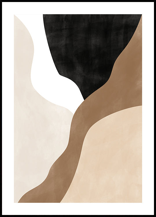 Abstraktes Kunstposter in Beige und Braun