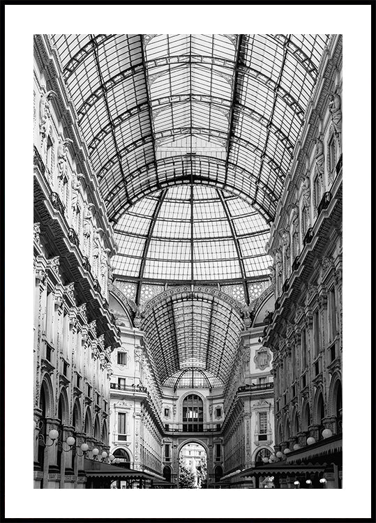 Galleria Vittorio Emanuele II Milano mustvalge plakat