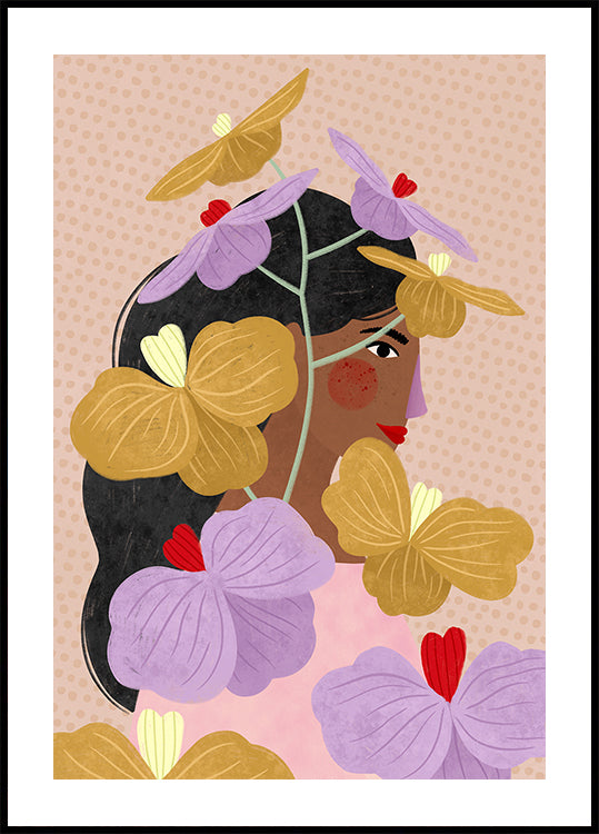 Kollaste lillade lillede plakati taha peidetud