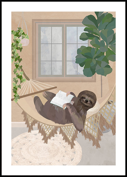 Lazy Sloth an Hängematt Affiche