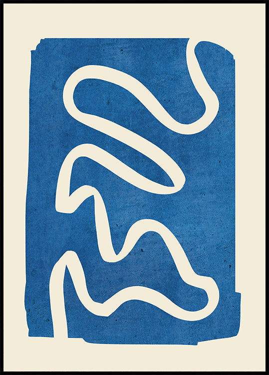 Geometrinis abstraktus minimalus mėlynas plakatas