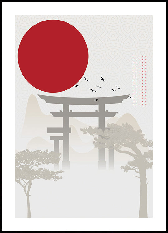 Red Sun Torii plakatas