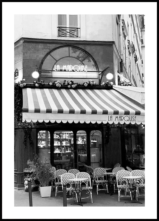 Cafeneaua Parisului La Marquise Poster alb-negru