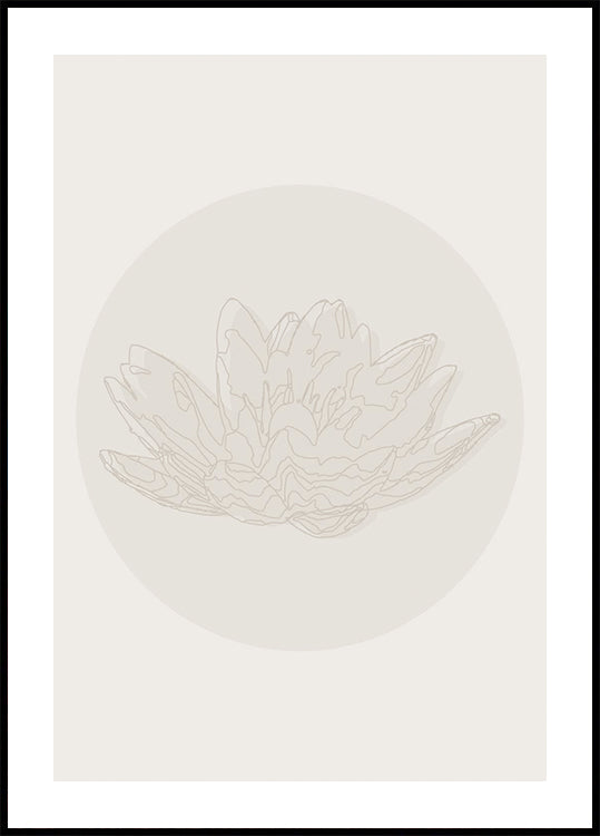 Lotus Serenity, Botanical Line Art poszter