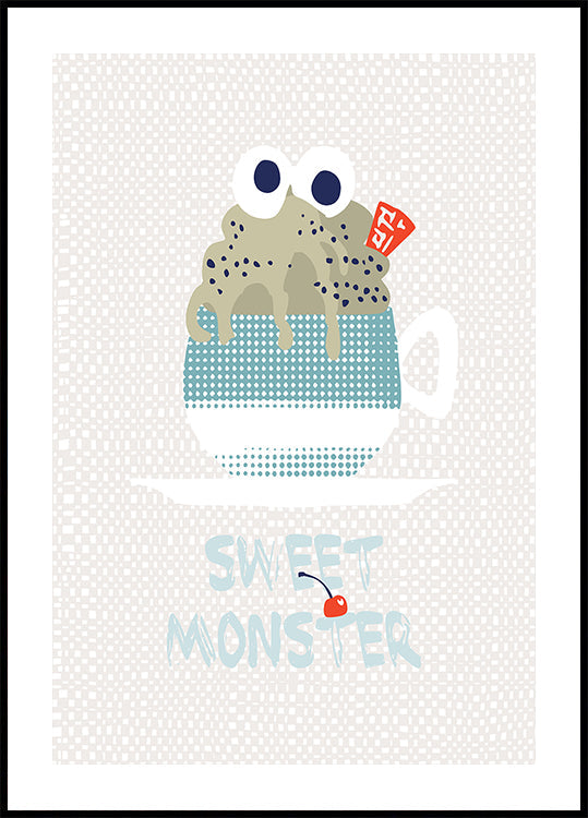 Poster cu mentă de cupcake monstru dulce
