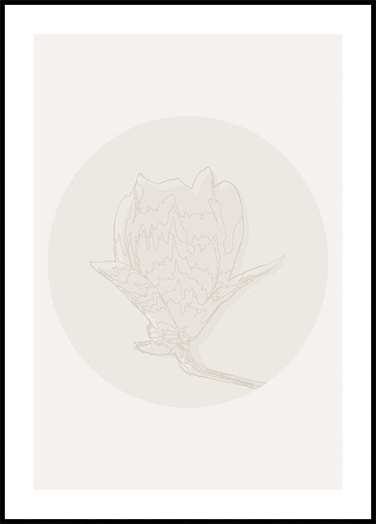 Magnolia Elegance, Poster Botanical Line Art