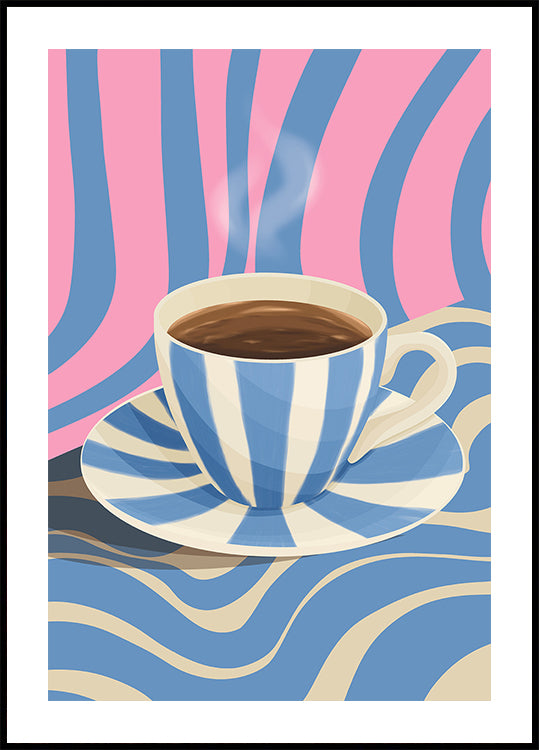 Gestreift Kaffi Coupe Affiche