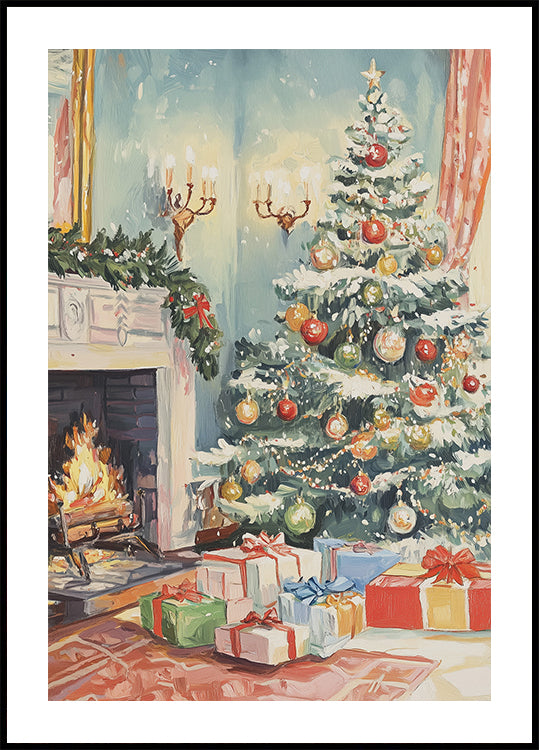 Chrëschtdag Living Room Affiche