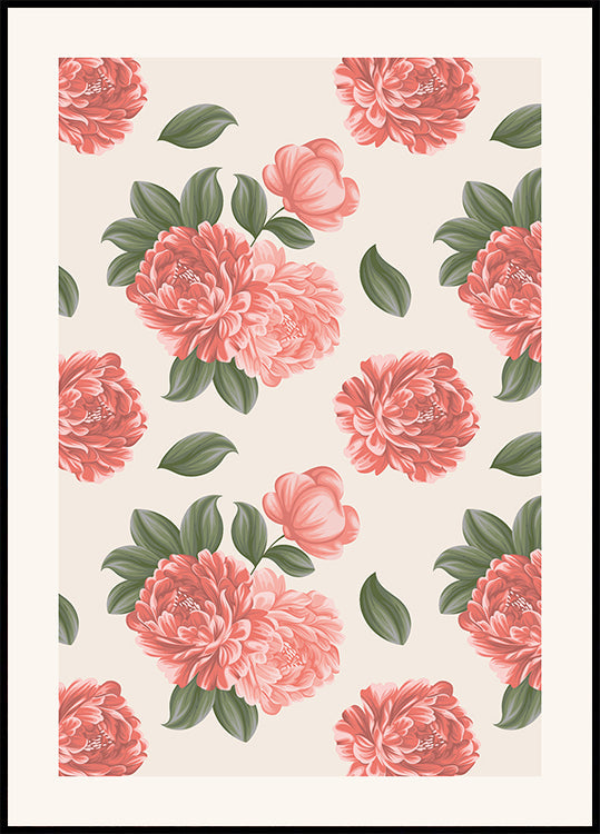 Peony Flowers Plakat - Posterbox.dk