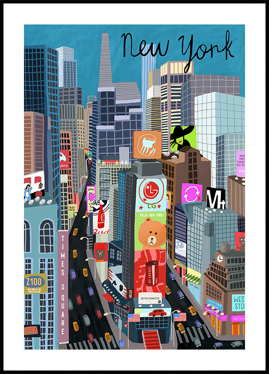Times Square, New York Illusztráció: Carla Daly művész
