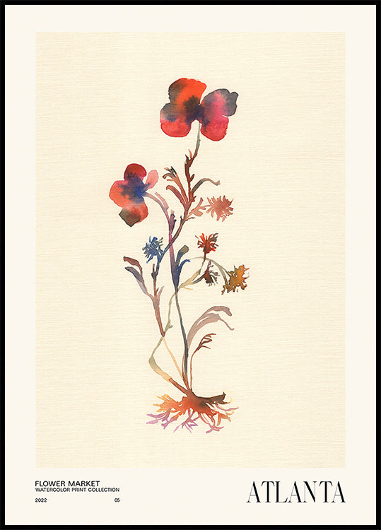 Aquarell Dréck Kollektioun. Blummemaart - Atlanta