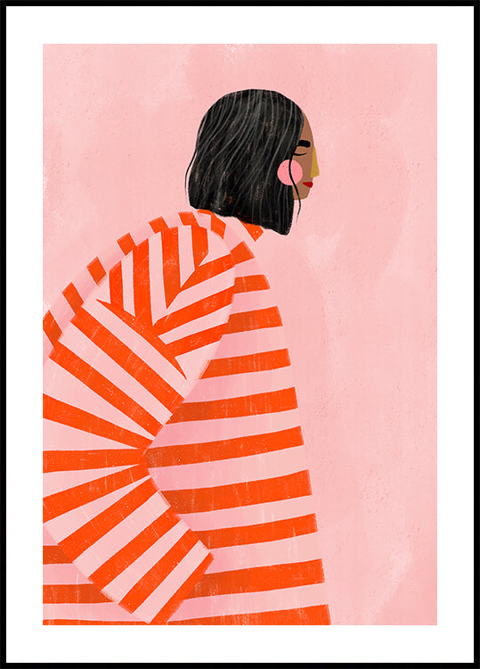 Woman With the Orange Stripes Poster