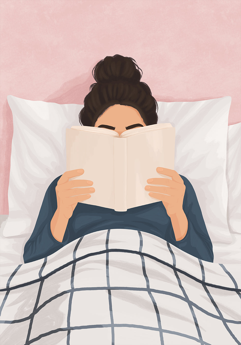 Mädchen liest ein Buchplakat