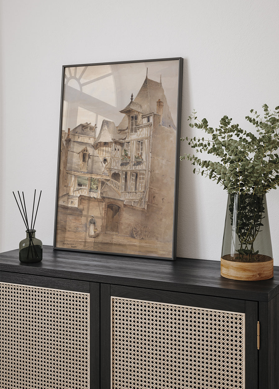 Street Scene With Medieval Houses By Arnold W. Brunner Plakat - Posterbox.dk