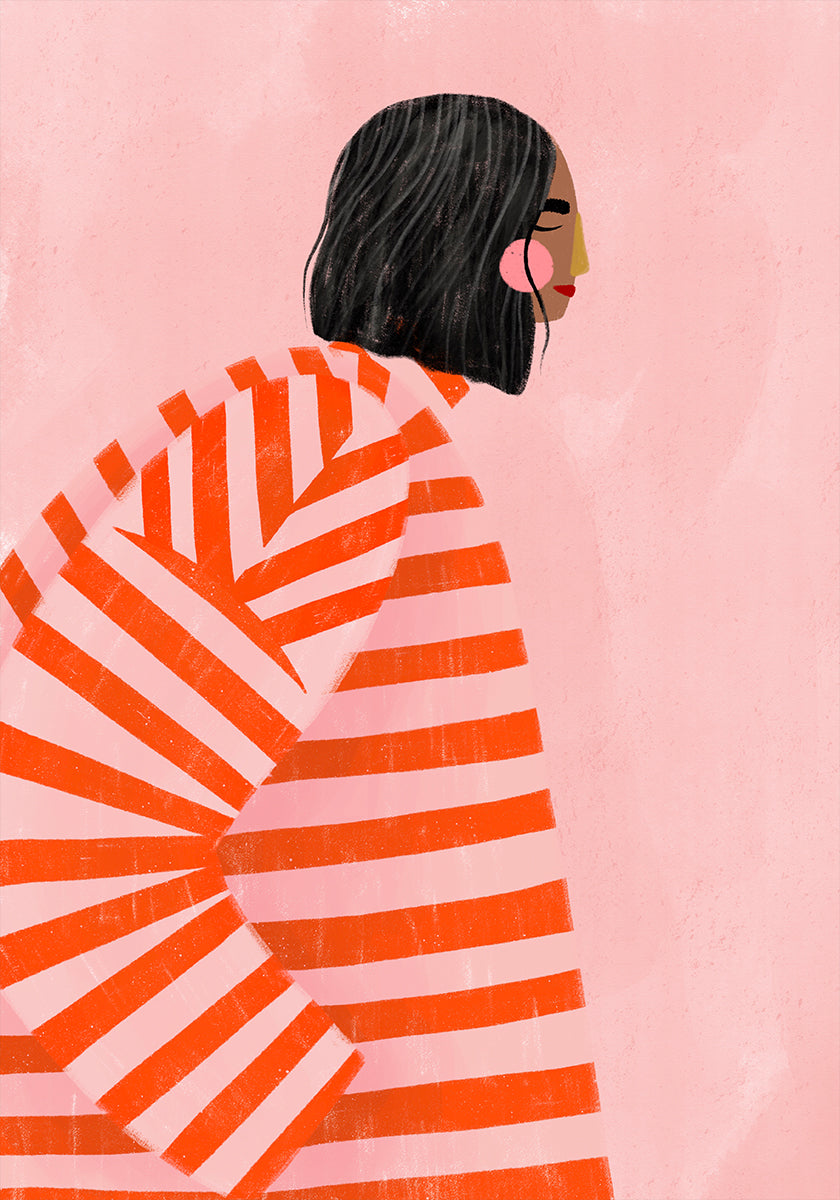 Woman With the Orange Stripes Poster