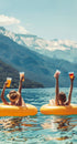 Women Drinnking On Water Lake Plakat - Posterbox.dk