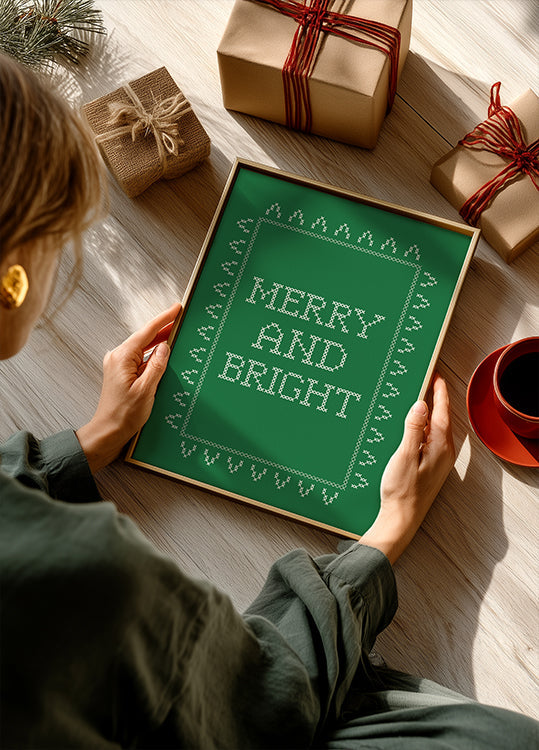 Linksmas ir šviesus – Siuvinėjimas kryželiu – Žalias plakatas