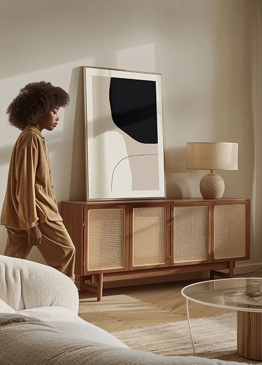 Plagát monochromatických tvarov