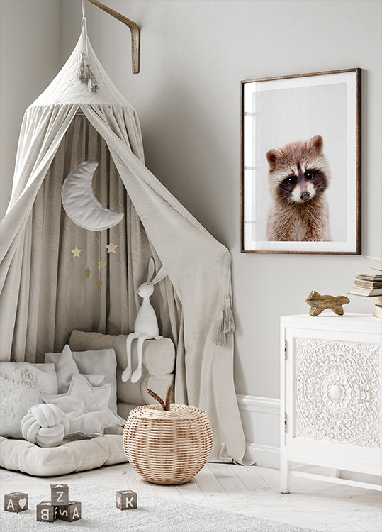 Peekaboo Raccoon Affiche