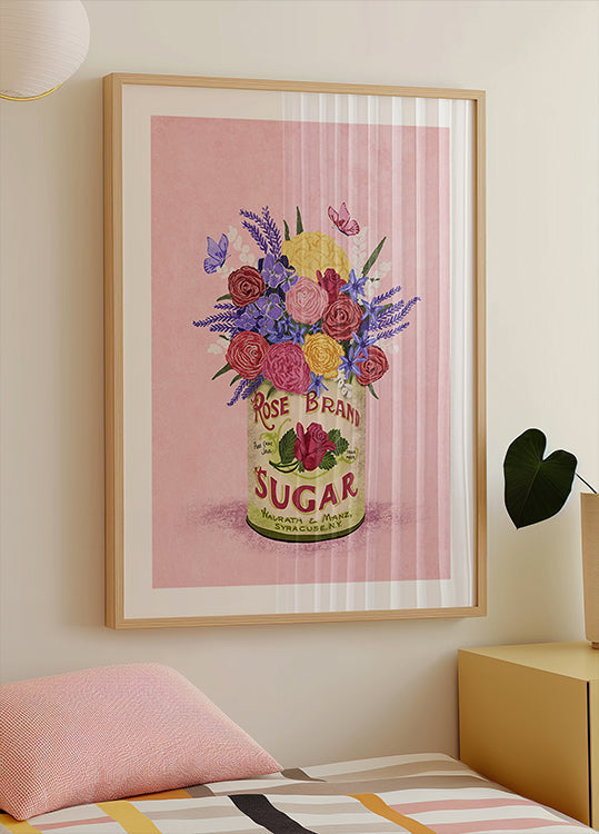 Poster cu flori într-un cutie de epocă
