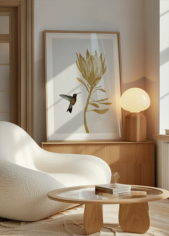 Hummingbird & Blummen am Affiche