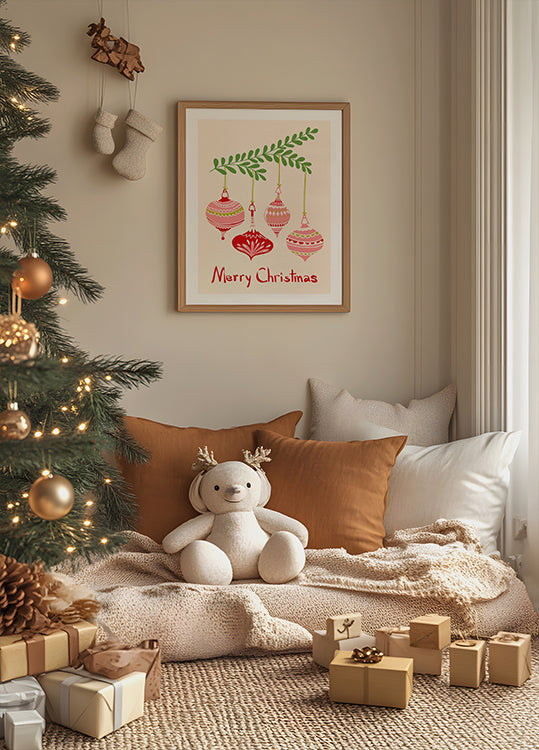 Vidám kis karácsonyi díszek poszter