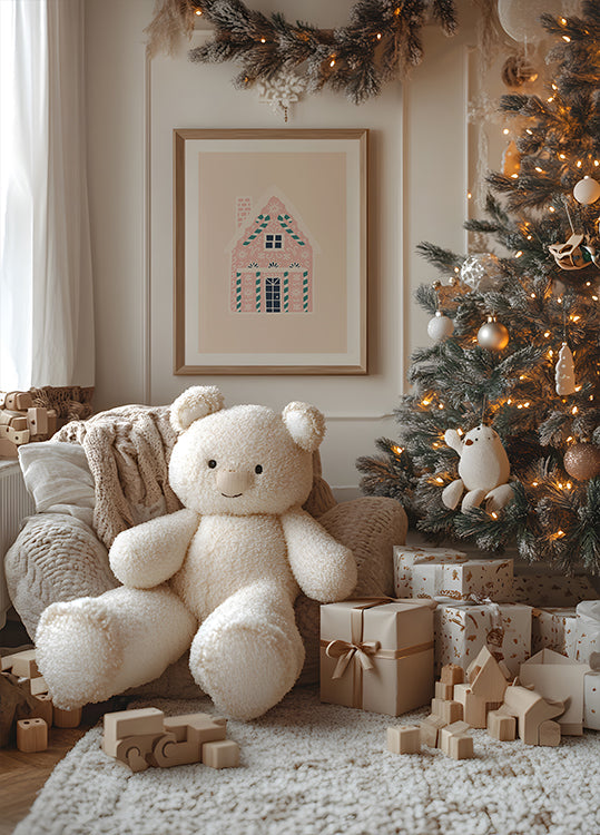 Chrëschtdag Gingerbread House Affiche