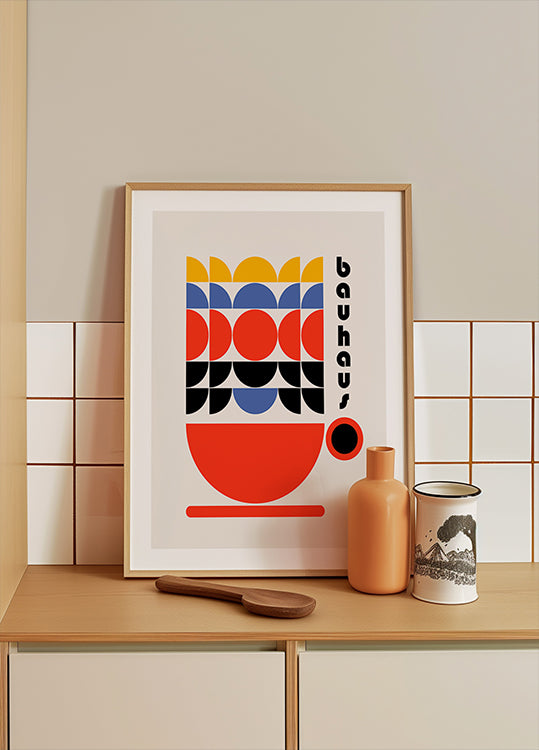 „Bauhaus Coffee“ 70-ųjų dekoro plakatas