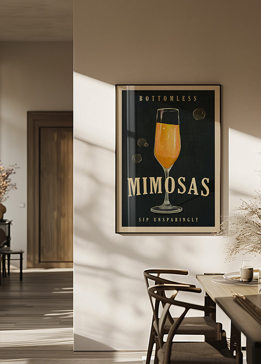 Põhjatu Mimosas Art Deco kokteilibaari kunstiplakat