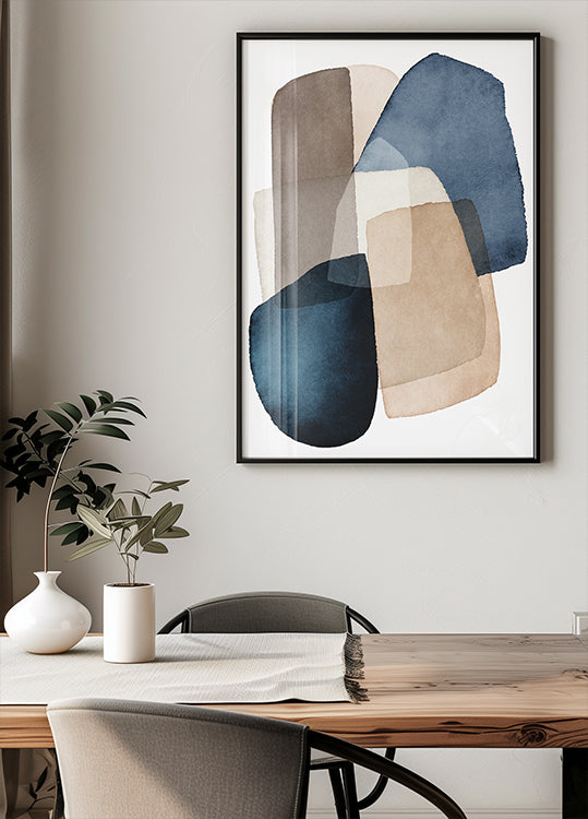 Blue Brown Blocks Poster