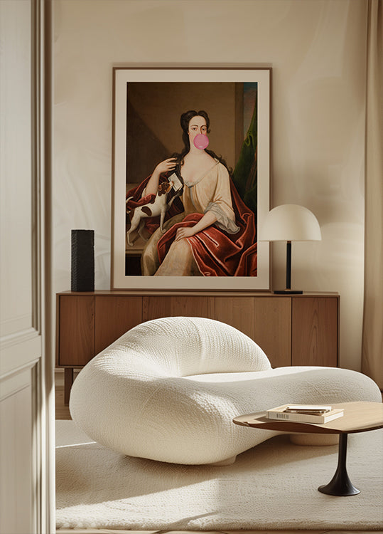 Renessansi närimiskummi portree ja koer / muudetud kunsti plakat