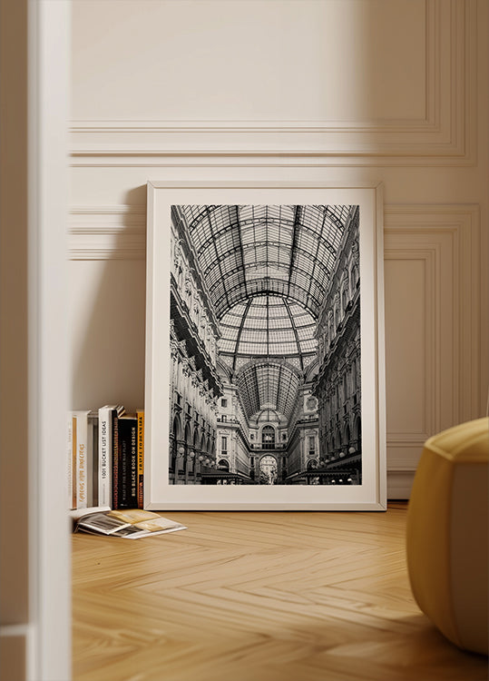 Galleria Vittorio Emanuele II Milano mustvalge plakat