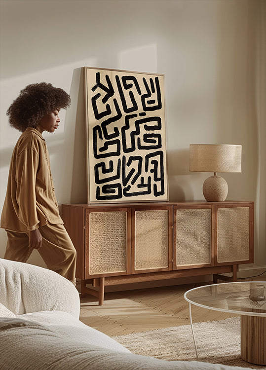 Poster cu linii abstracte labirint