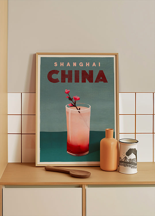 Travel Cocktail Shanghai China Affiche