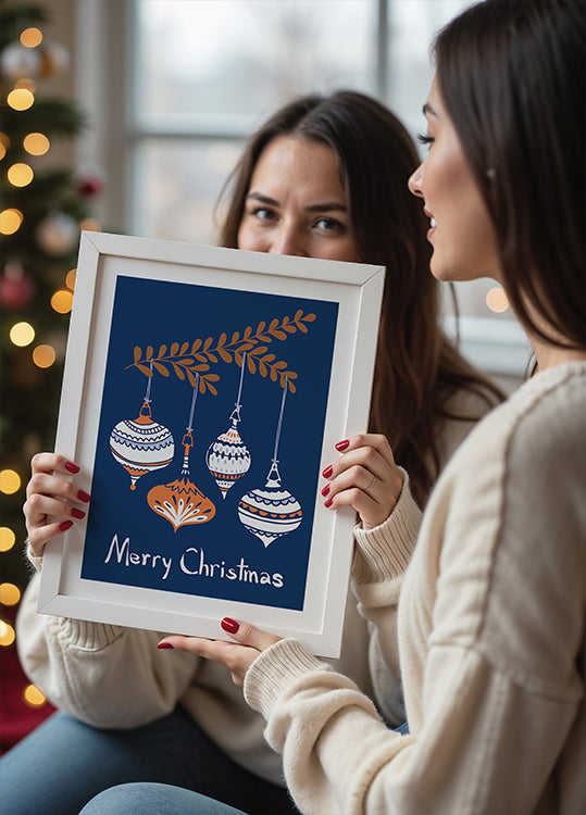 Glécklech kleng Chrëschtkugelen blo Poster