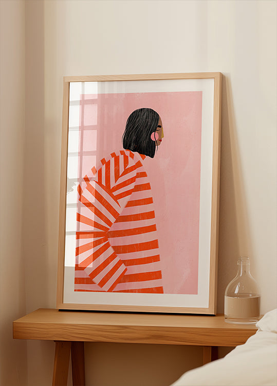Woman With the Orange Stripes Poster