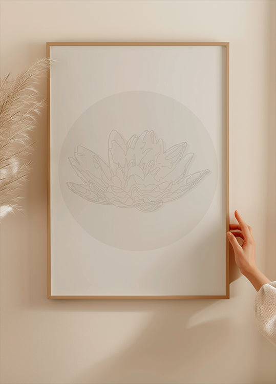 Lotus Serenity, Botanical Line Art poszter