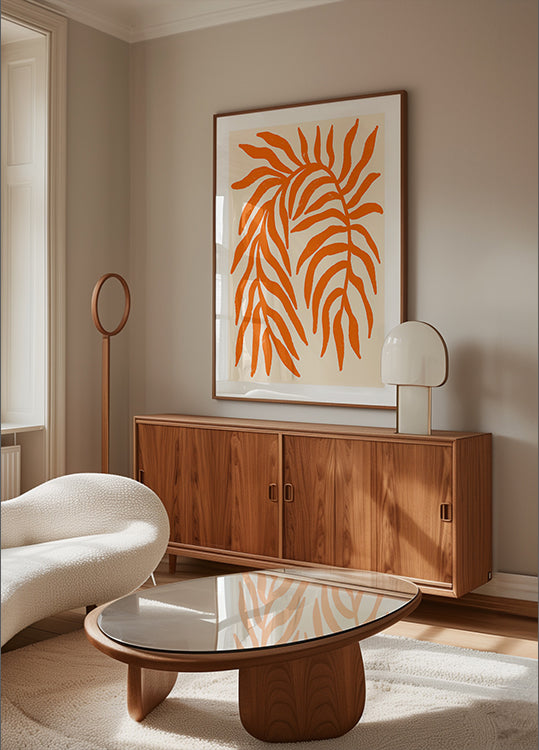 Afiș cu ramură texturată siluetă portocalie