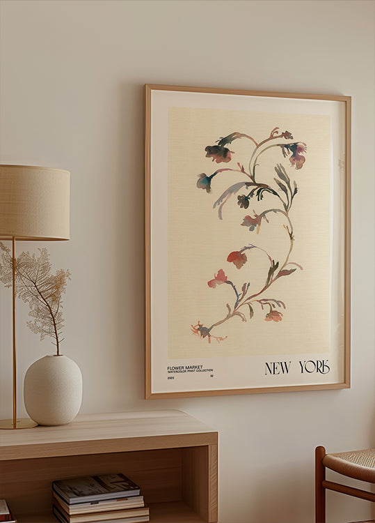 Akvarell nyomtatási gyűjtemény. Virágpiac - New York