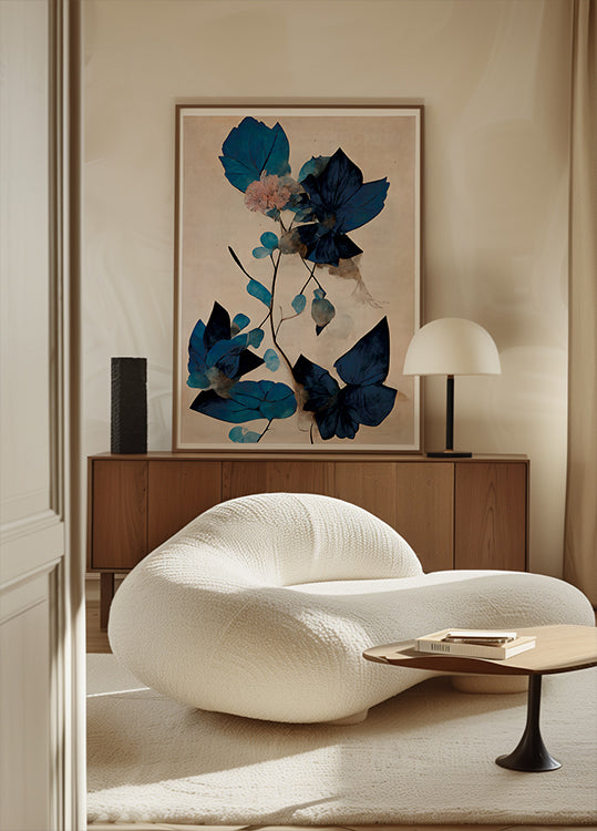 Blue Dry Flowers Poster