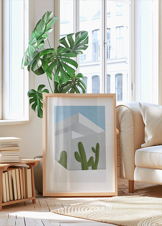 Umbre de cactus, poster de arhitectură modernă a deșertului