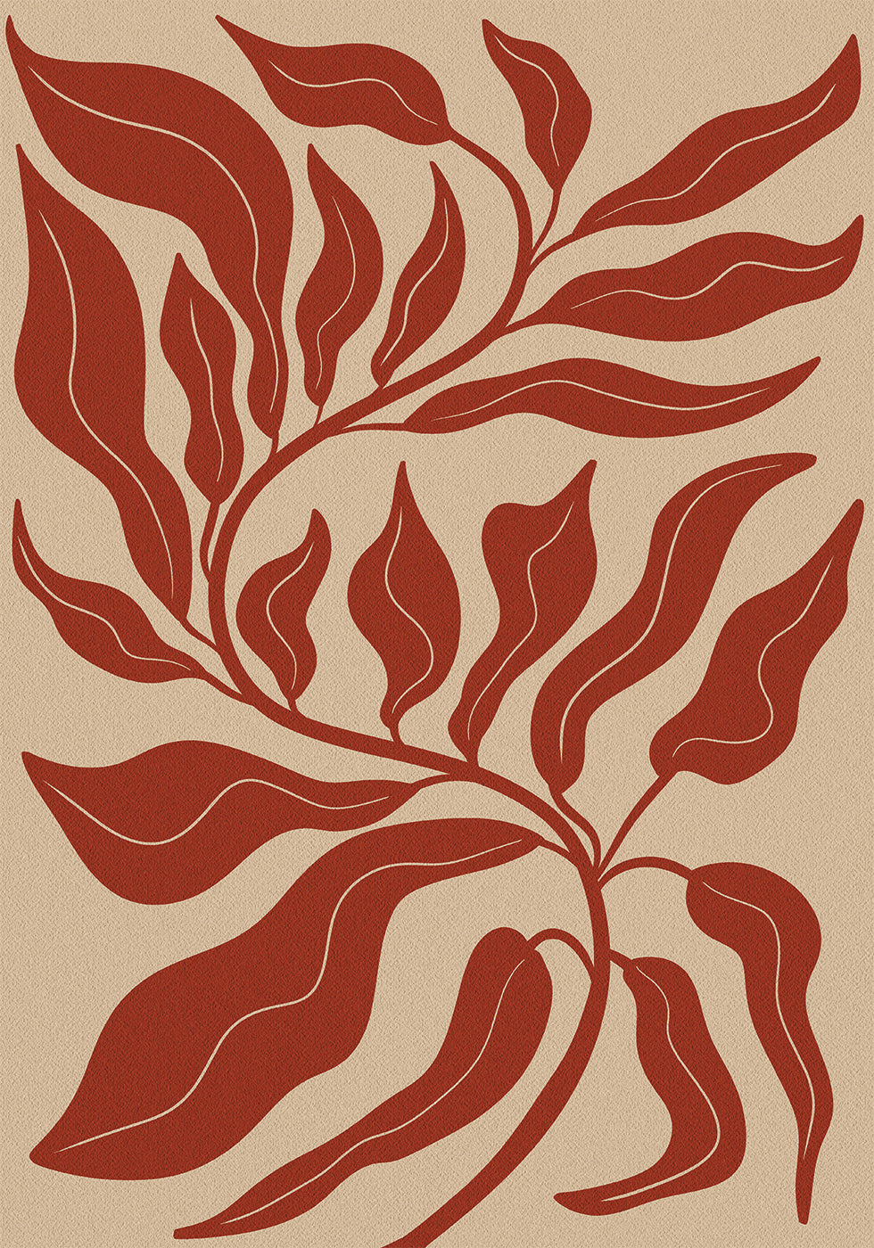 Abstract Red Leaf Plakat - Posterbox.dk