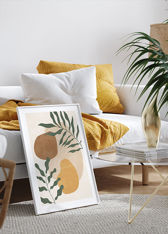 Abstract Shapes and Leaf Plakat - Posterbox.dk